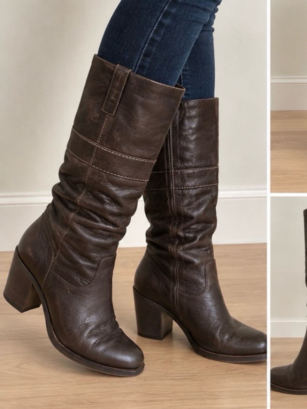 ALDO Chocolate Brown Tall Boots Block Heel Size 9